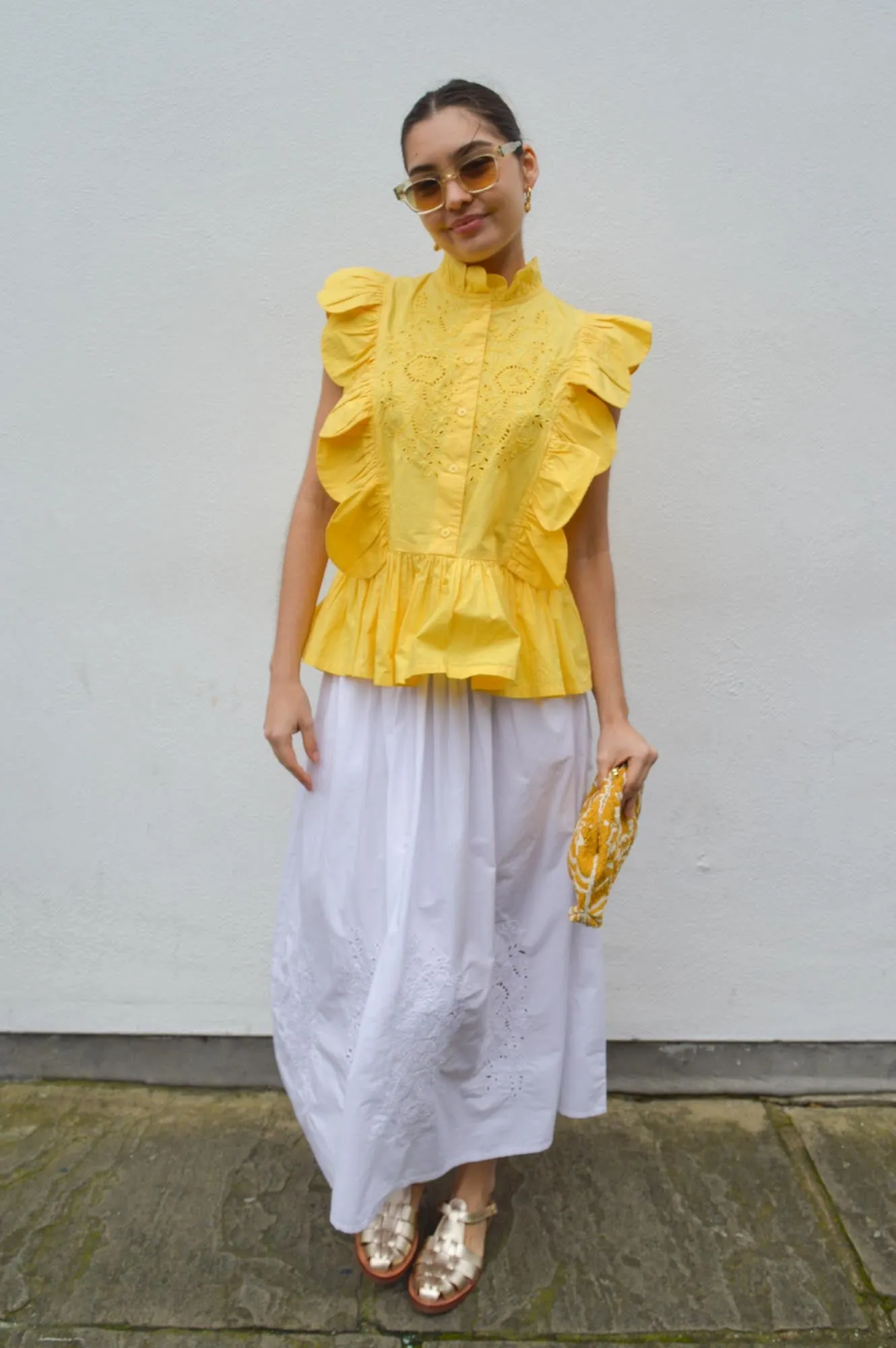 Stella Nova Embroidery Anglaise Sweet Yellow Top
