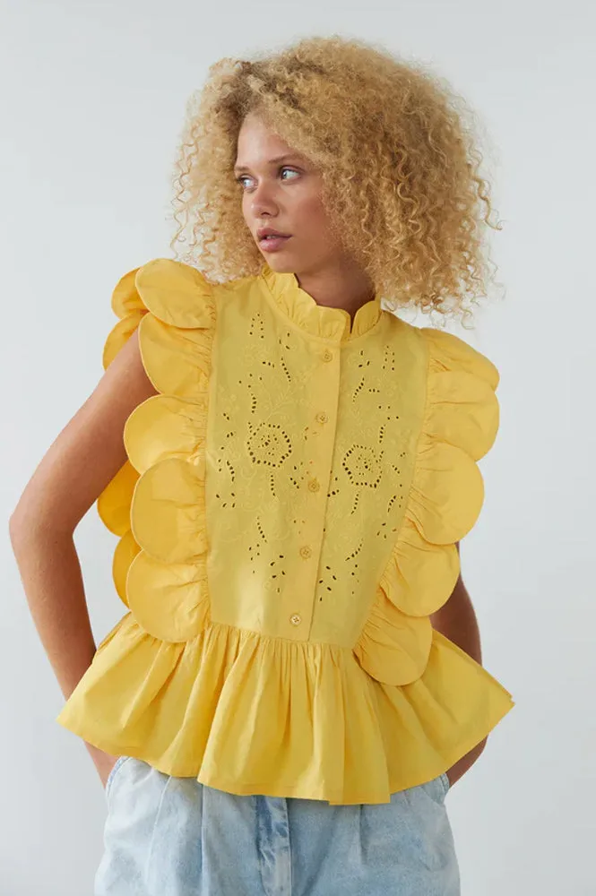 Stella Nova Embroidery Anglaise Sweet Yellow Top