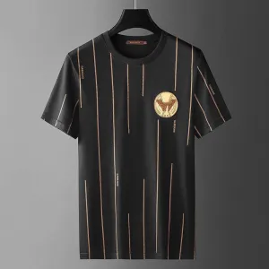 Stripe short sleeved t-shirt, round neck
