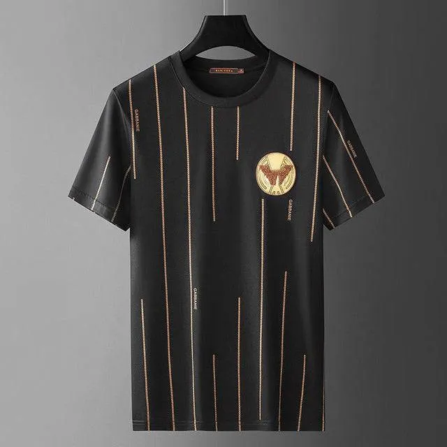 Stripe short sleeved t-shirt, round neck
