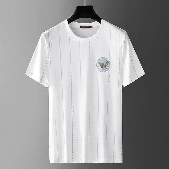 Stripe short sleeved t-shirt, round neck
