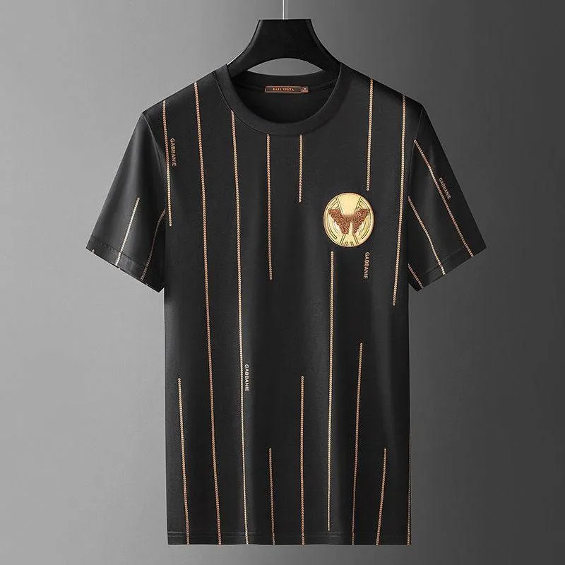 Stripe short sleeved t-shirt, round neck