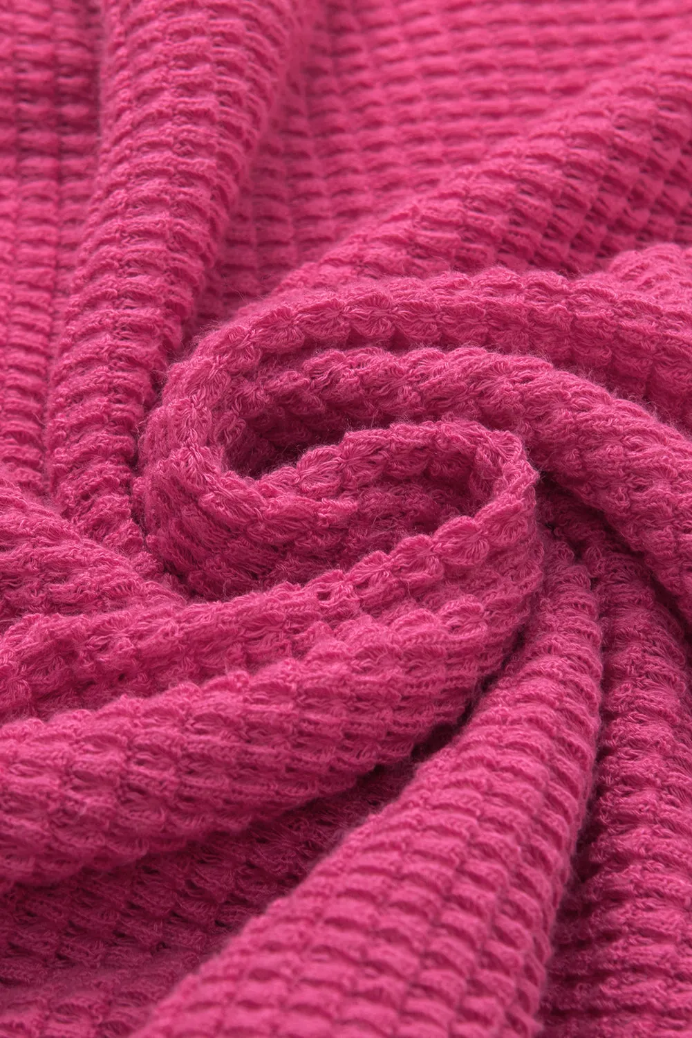 Textured Knit Split Neck Top