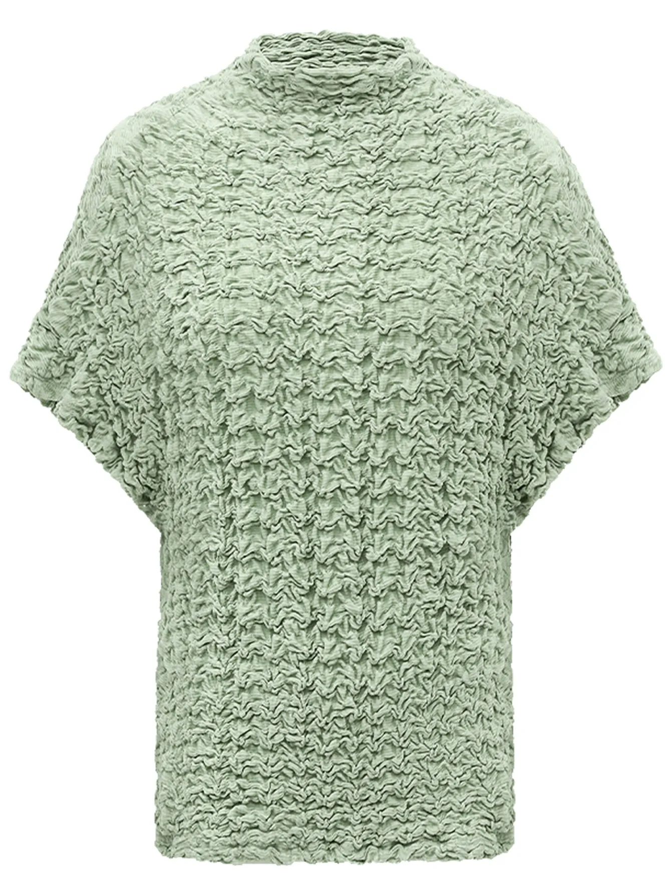 Textured Pleated Knit Batwing Top