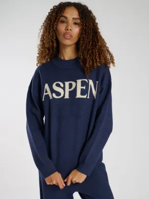 The 'Content' knitted crew neck sweater in Navy