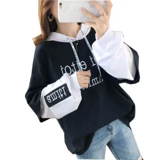 Thick Sweatshirt Women Casual Trendy Korean Embroidery Alphabets Hooded Tops Outerwear
