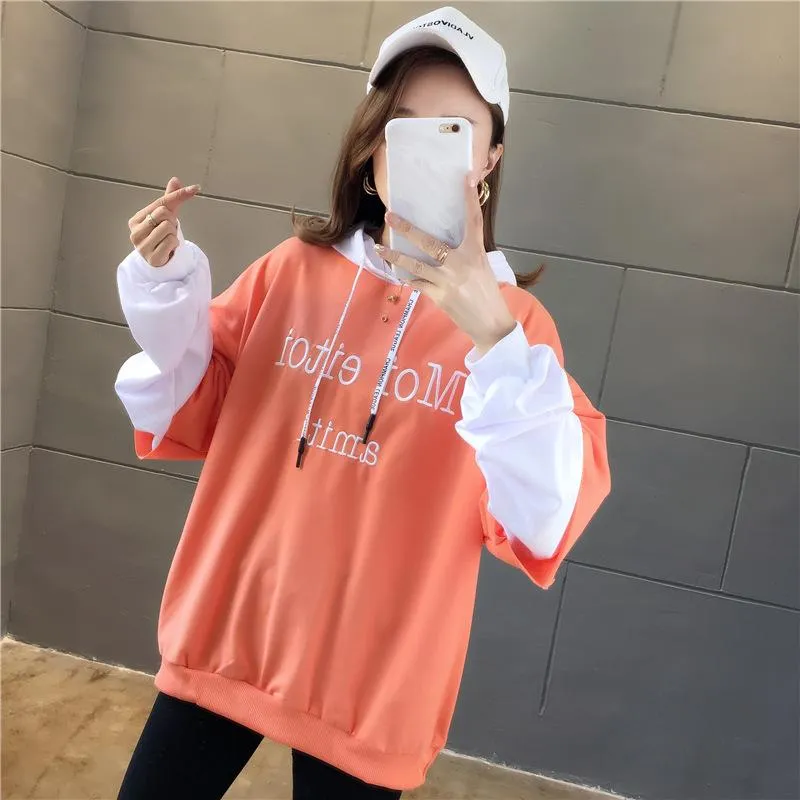 Thick Sweatshirt Women Casual Trendy Korean Embroidery Alphabets Hooded Tops Outerwear