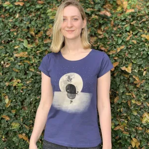 Whale Moon Dusky Blue Womens Tee