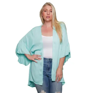 Women's Plus Size Lightweight Cardigan With Ruffled Bell Made in the USA 1x 2x 3x