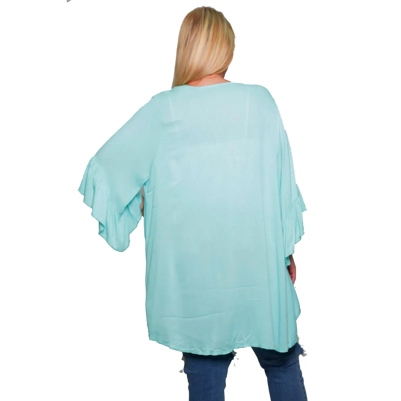 Women's Plus Size Lightweight Cardigan With Ruffled Bell Made in the USA 1x 2x 3x